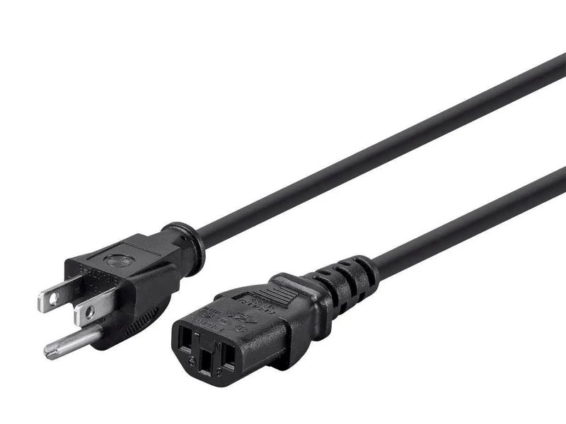 Monoprice Power Cord - NEMA 5-15P to IEC 60320 C13, 16AWG, 13A/1625W, 125V, 3-Prong, 2ft, Black, 6-Pack - Image 1